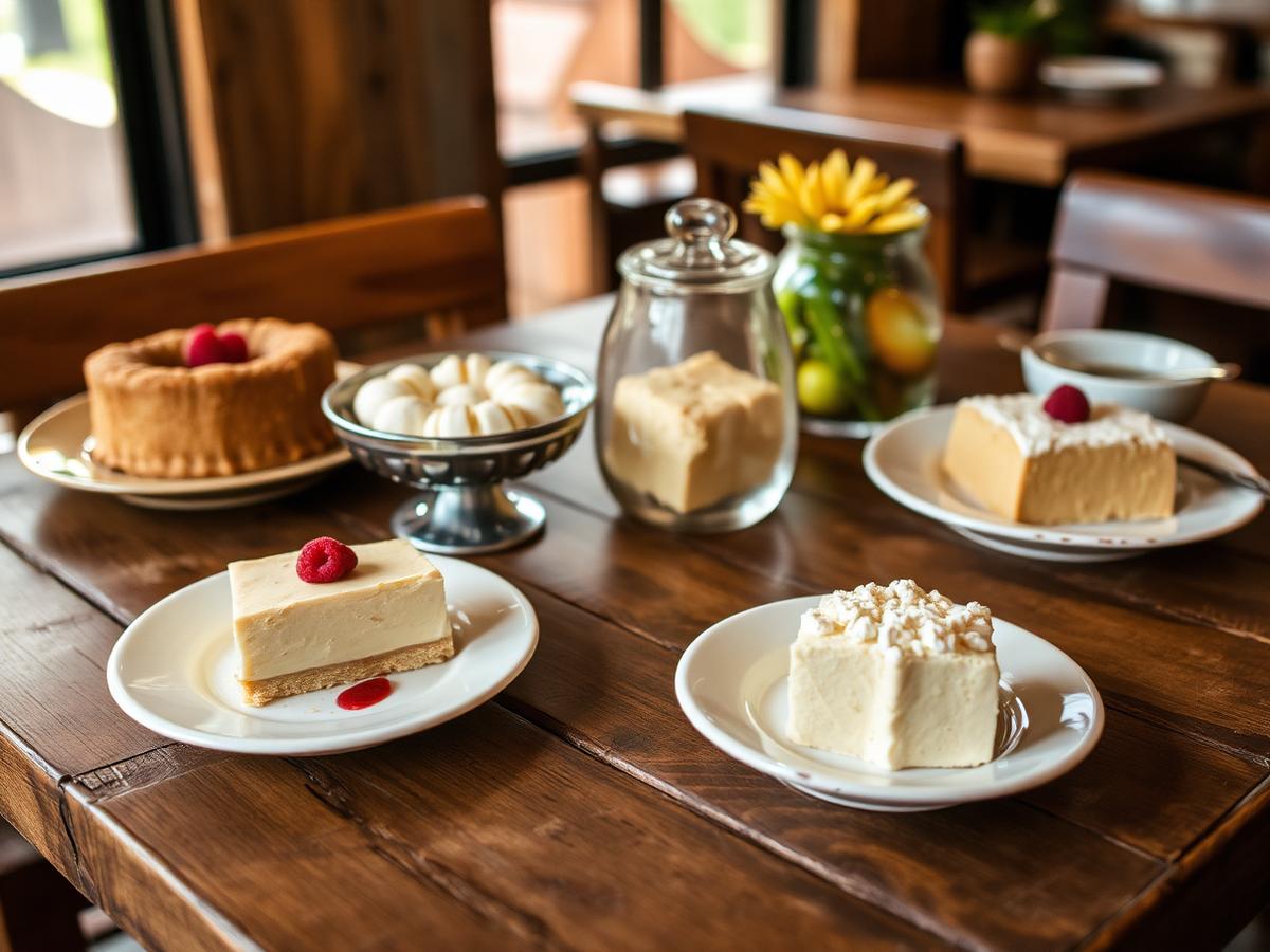 Mesa de sobremesas mineiras: pudim, doce de leite e ambrosia